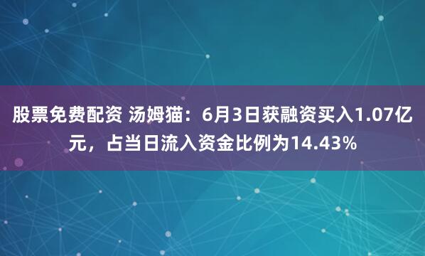 股票免费配资 汤姆猫：6月3日获融资买入1.07亿元，占当日流入资金比例为14.43%
